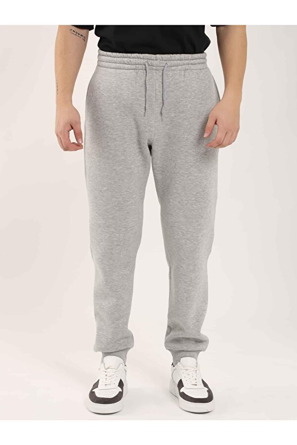 Gri Melanj Erkek Oversize Pamuklu Casual Eşofman Altı - 103772