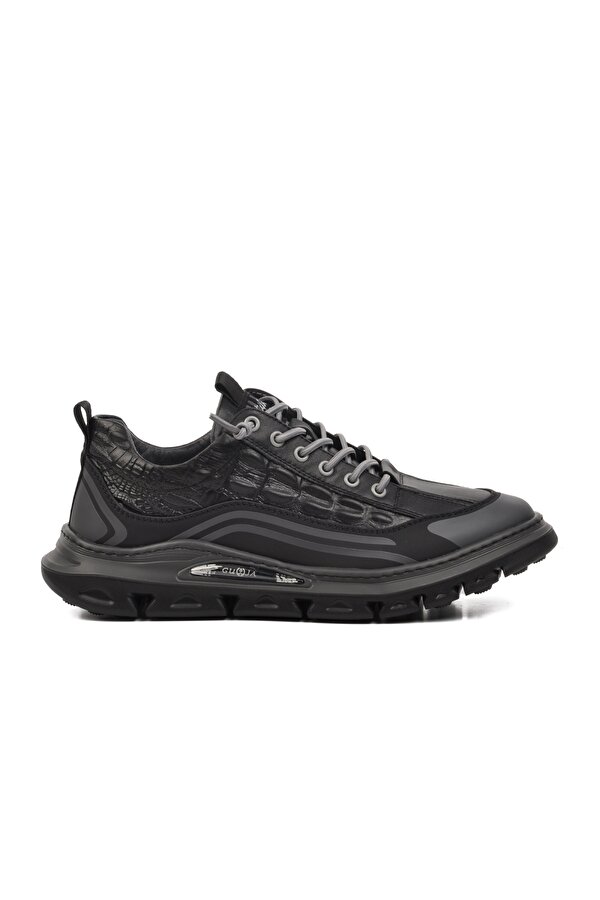 24Y590 Siyah Hakiki Deri Erkek Sneaker