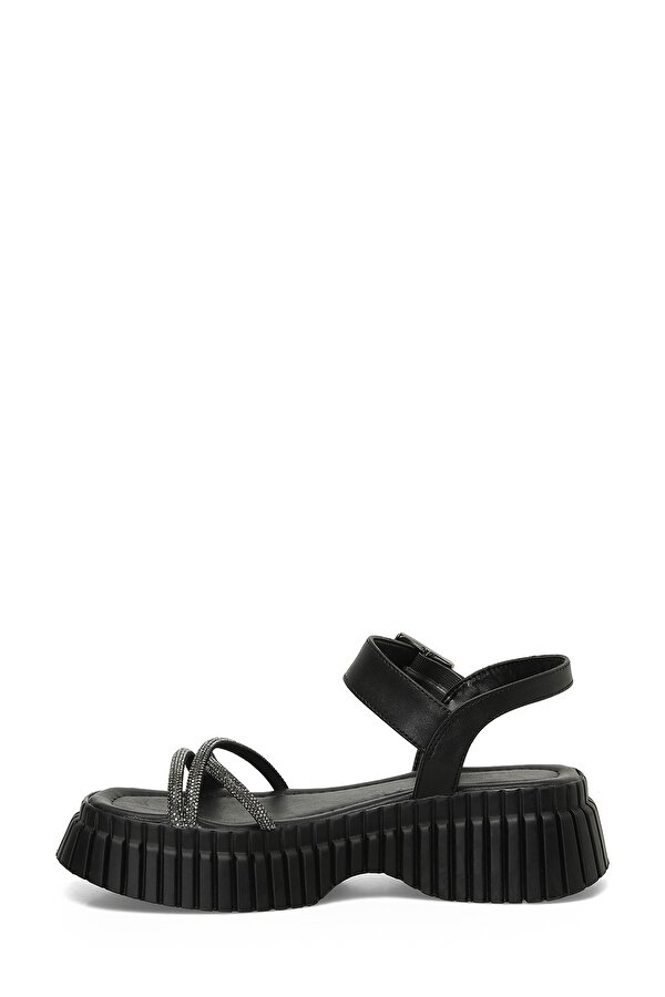 SHINY 4FX Siyah Kadın Kalın Taban Sandalet