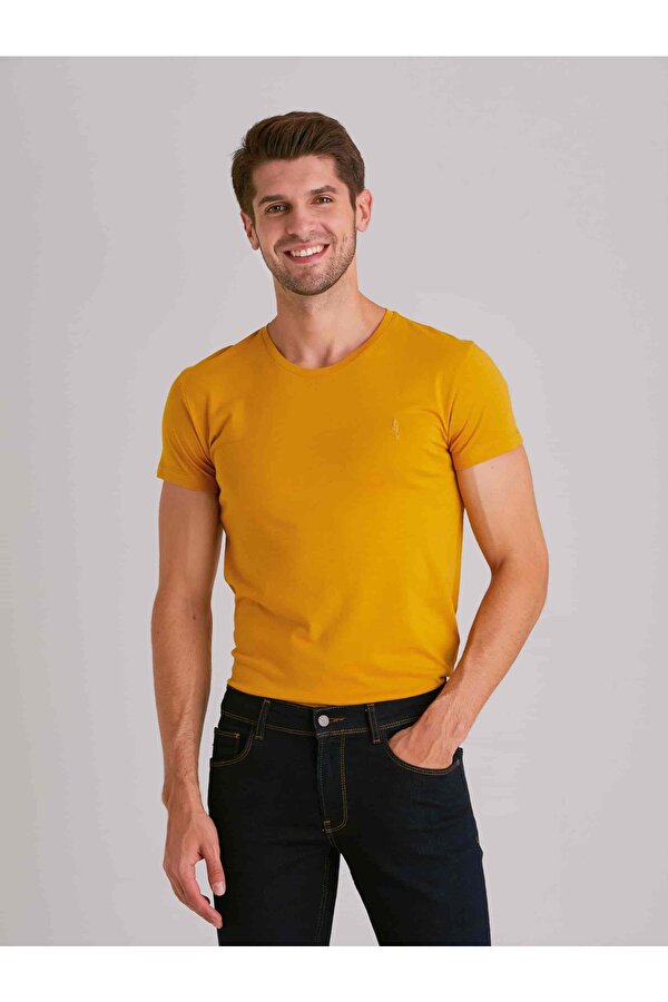 Hardal Erkek Slim Fit Düz  O Yaka Tshirt - 36355