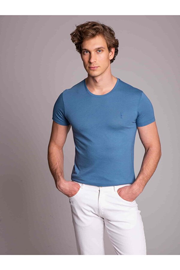 İndigo Erkek Slim Fit Düz  O Yaka Tshirt - 36337