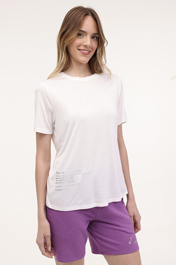WL NOVA 11CT2009 4FX Ekru Kadın Kısa Kol T-Shirt