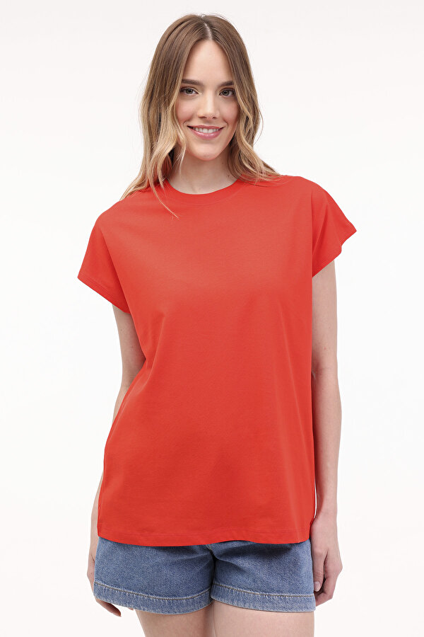 JXASTRID BOXY SL EVERY TE Kırmızı Kadın Kısa Kol T-Shirt