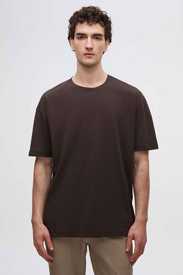 Ds Damat Oversize Kahverengi Bol Kesim %100 Pamuk T-Shirt