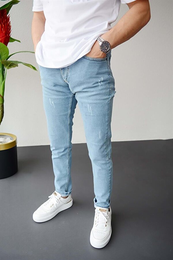 Erkek Slim Fit Jean Pantolon Açık Mavi Edw074