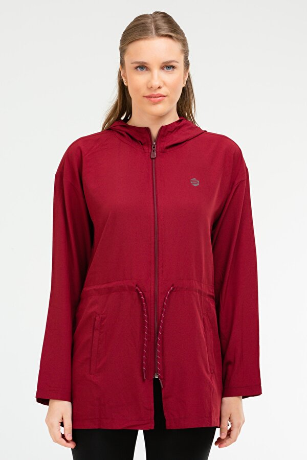 Bordo Regular B-Strech Kapüşonlu Kadın Tunik SC1077