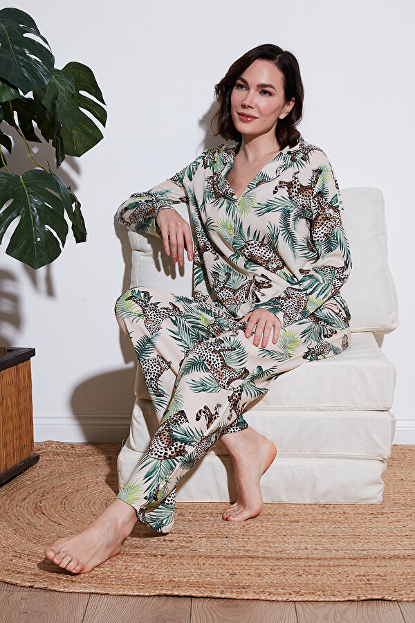 Bayan Pijama Takımı 611PT288Y VİZON-YEŞİL
