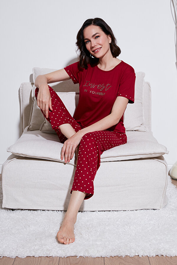 Bayan Pijama Takımı 6097605 BORDO