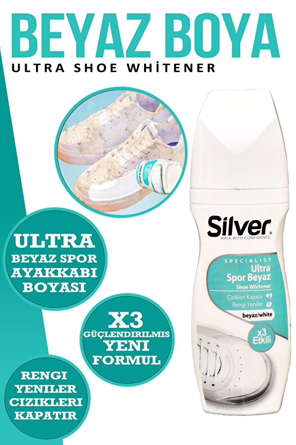 Beyaz Spor Deri Bez Ve Kumaş Likit Ayakkabı Boyası Bakımı 75 ml