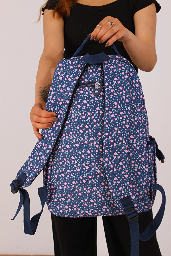 eba-8803 Klinkır Okul çantası Sırt Çanta Günlük Gezi Spor Seyahat Tatil Çok Gözlü Laptop Bölmeli PİNK FLOWER