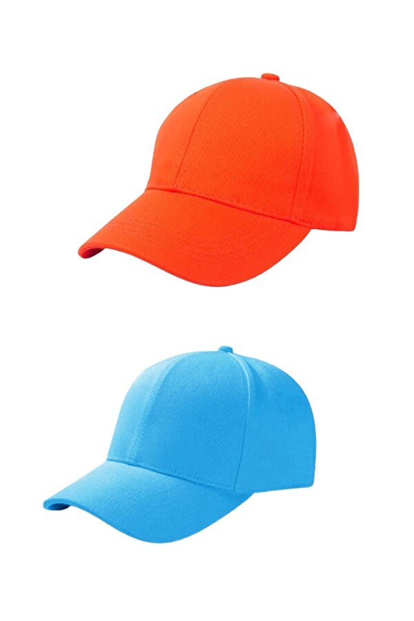Ayarlanabilir Spor Turuncu-turkuaz Basic Kep Şapka 2 li Set