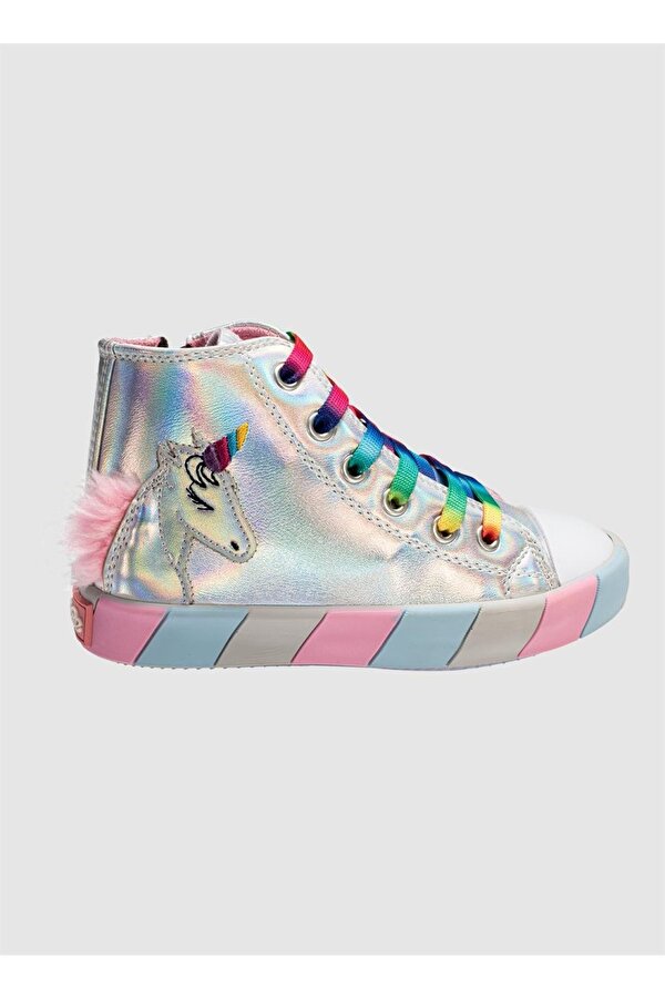 Unicorn Hologram Yandan Dikişli Ortopedik Kız Sneakers