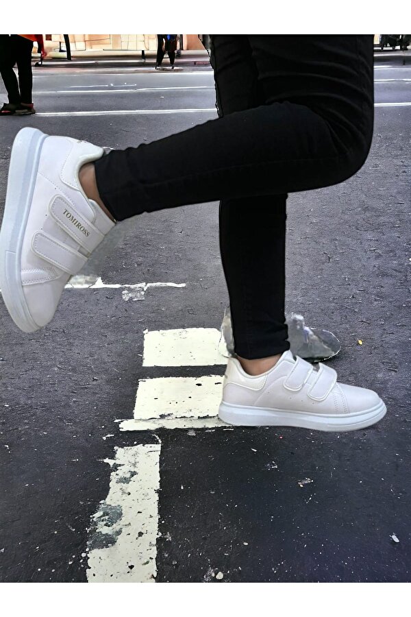 Noah Beyaz Garantili Unisex Çocuk Cırtlı Rahat Günlük Sneaker Ayakkabı Noah-6327