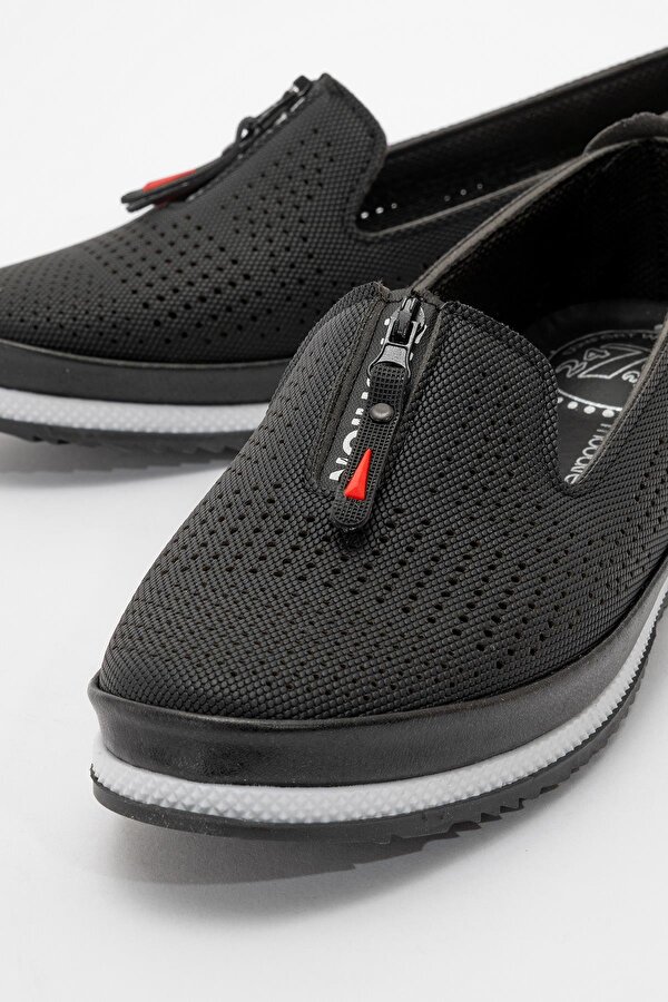 Kadın Fermuarlı Babet SİYAH KOT