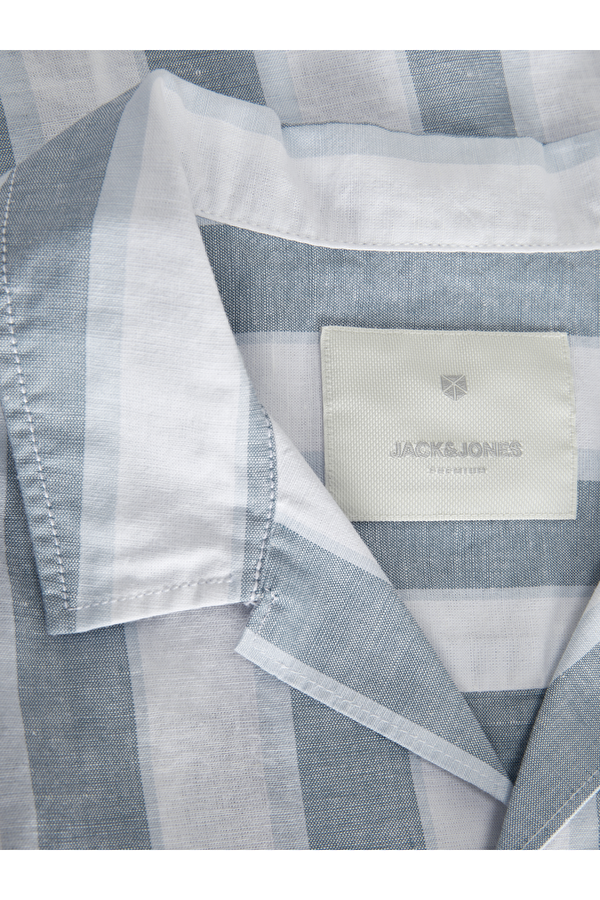 Jack&Jones Resort Yaka Rahat Kesim Çizgili Kısa Kollu Mavi Erkek Gömlek 12251116
