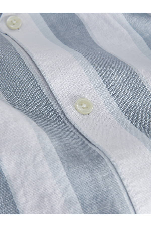 Jack&Jones Resort Yaka Rahat Kesim Çizgili Kısa Kollu Mavi Erkek Gömlek 12251116