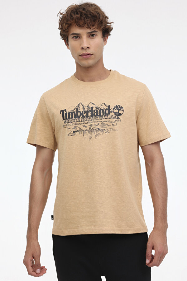 Short Sleeve Graphic Slub Kahverengi Erkek Kısa Kol T-Shirt