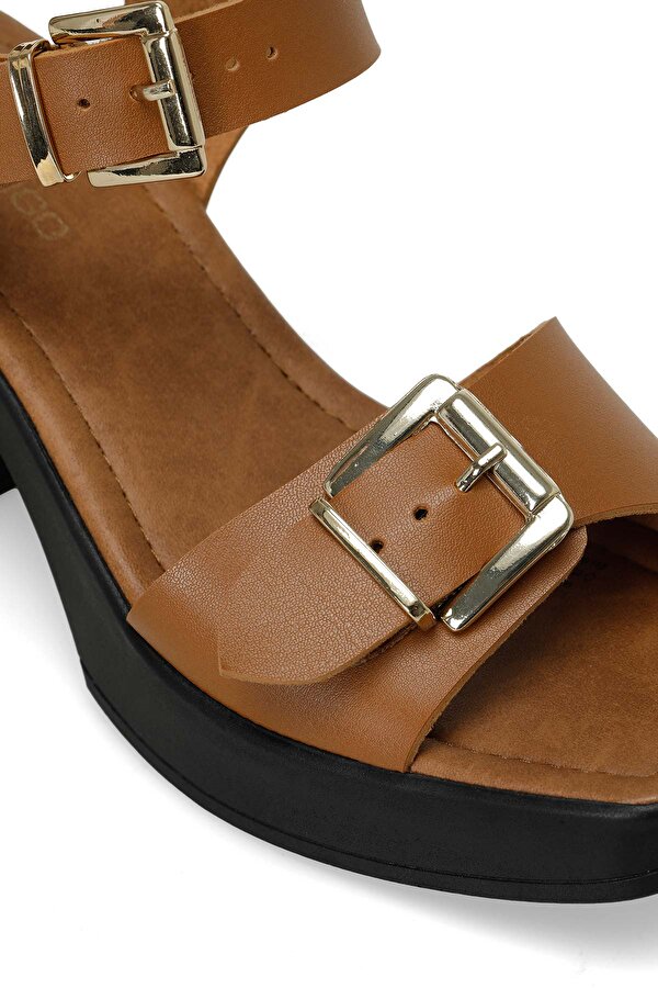 24S-106 4FX Taba Kadın Topuklu Sandalet