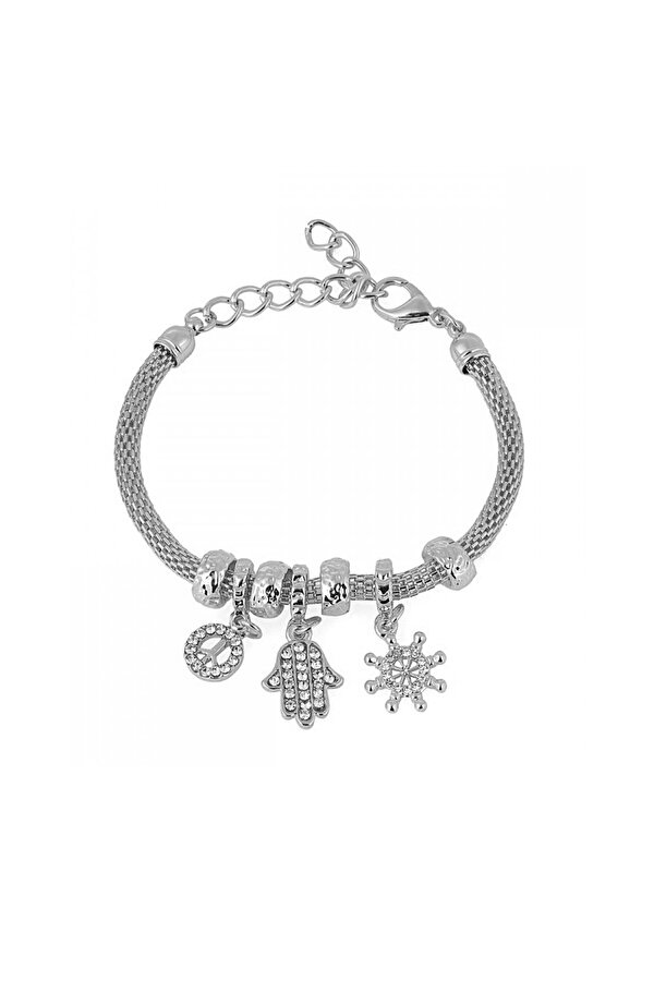 Beyaz Taşlı Kombin Saat Şans Bilekliği Set PS1651