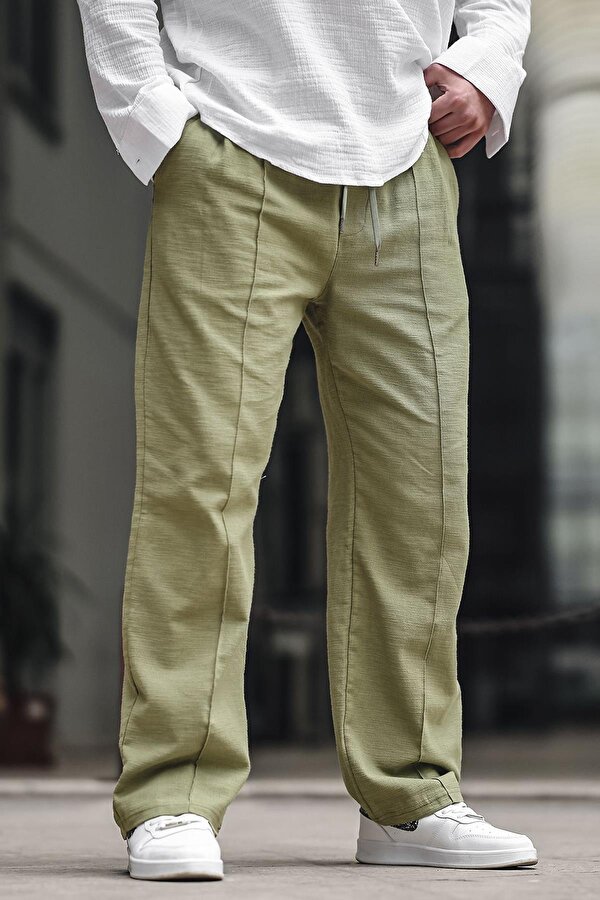 Haki Erkek Rahat Kesim Keten Pantolon 6539