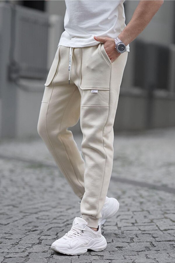 Bej Kargo Cep Basic Eşofman Altı 6527