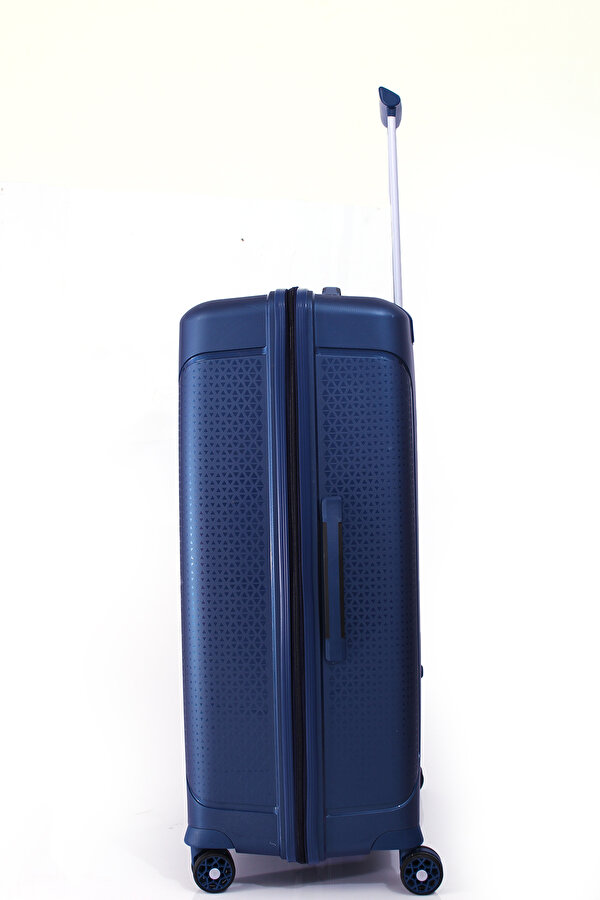 7060 3 LÜ SET Ultra Light Hafif Lüks Polipropilen Kırılmaz Tekerlekli Valiz LACİVERT
