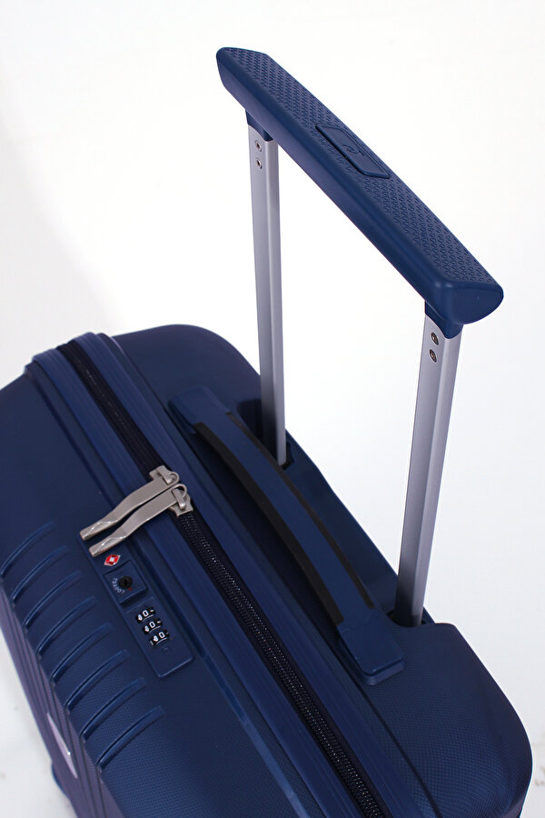 7060 3 LÜ SET Ultra Light Hafif Lüks Polipropilen Kırılmaz Tekerlekli Valiz LACİVERT