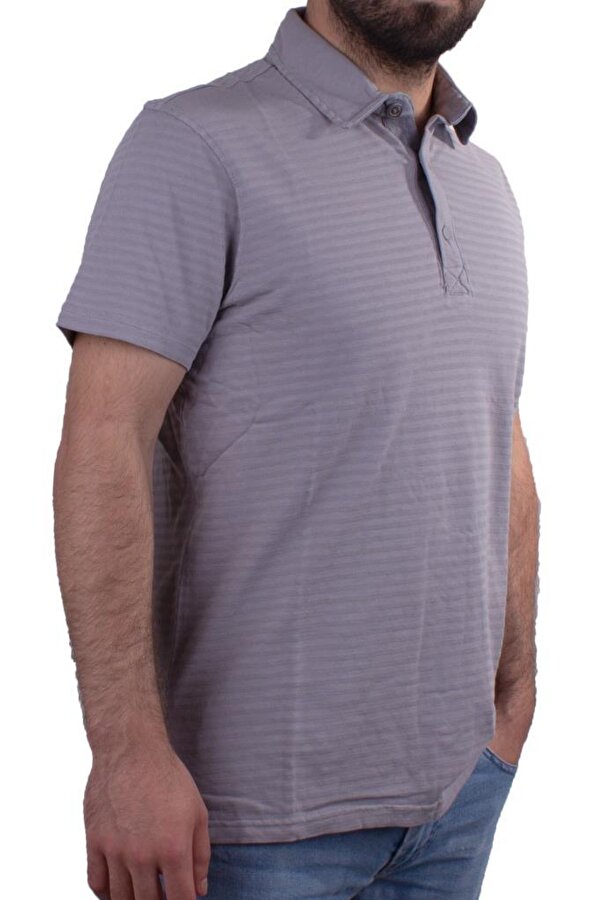 2214 Gri Polo Yaka Erkek T-Shirt