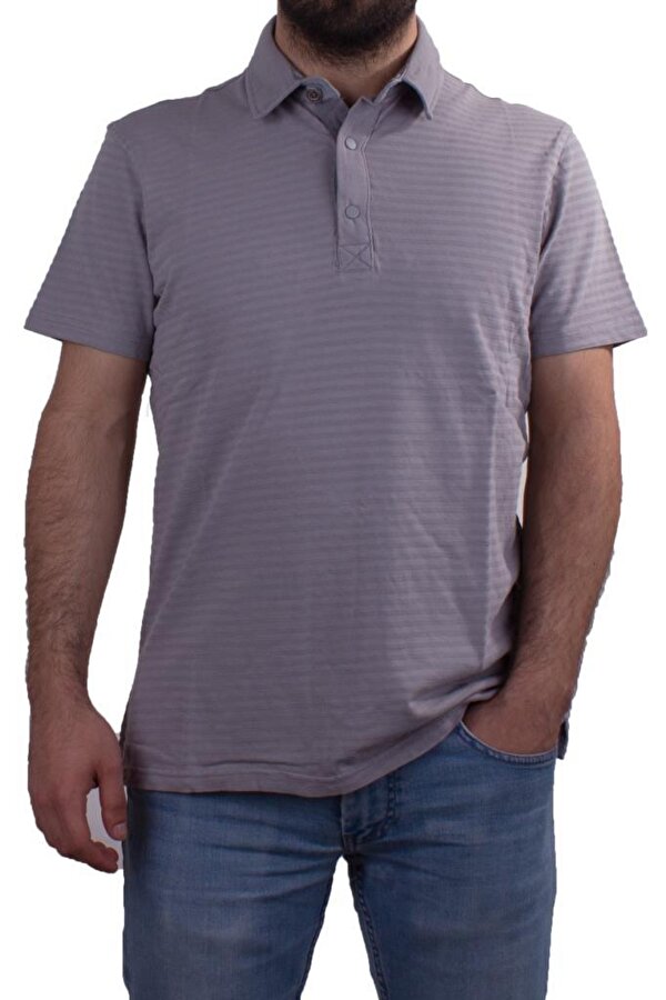 2214 Gri Polo Yaka Erkek T-Shirt