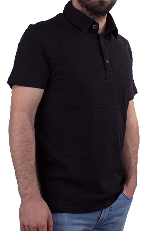 2214 Siyah Polo Yaka Erkek T-Shirt