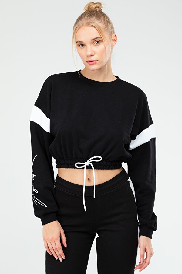 Lacivert Regular Pamuklu Bisiklet Yaka Kadın Sweatshirt SC1045