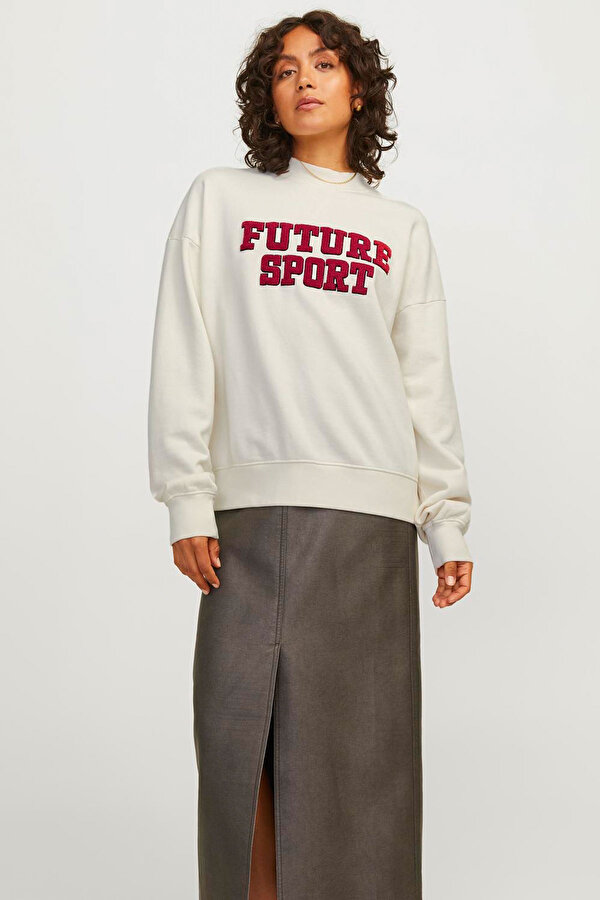 JXRIRI LOOSE LS CREW SWEA Krem Kadın Sweatshirt