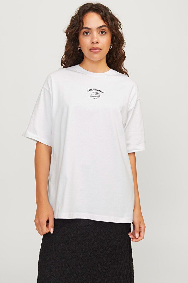 JXALVA LOOSE SS PRINT TEE Beyaz Kadın Kısa Kol T-Shirt