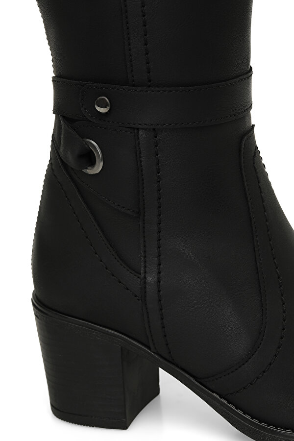 24K-1032 4PR Siyah Kadın Topuklu Çizme