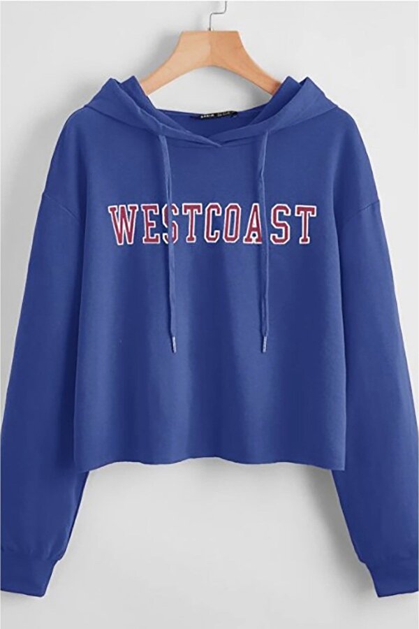 Mad Girls Kapüşonlu Saks Sweatshirt MG809