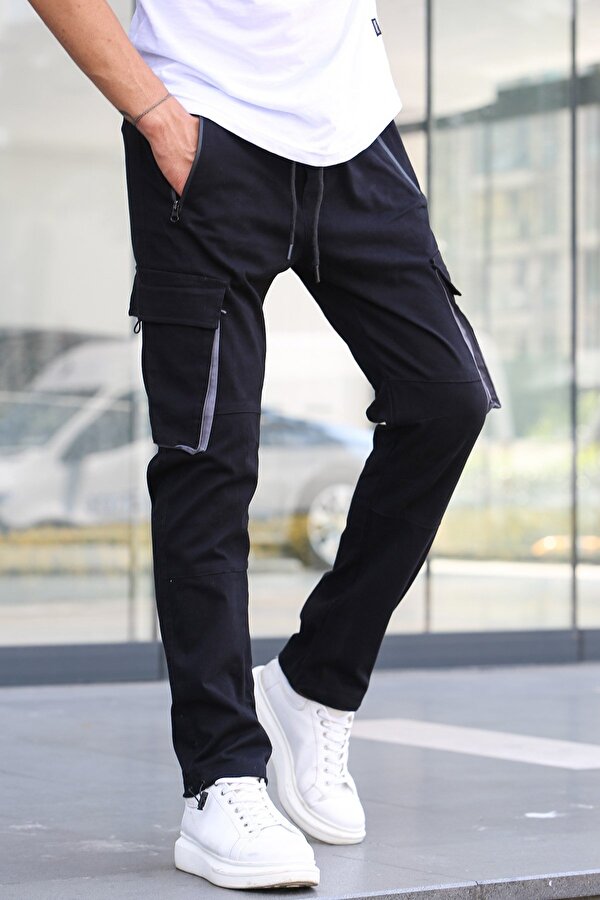 Siyah Kargo Cep Jogger Pantolon 5791