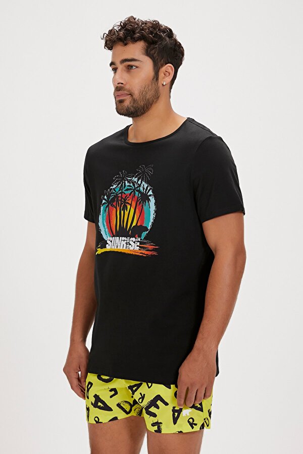 Ricardo Siyah Baskılı Erkek Tişört