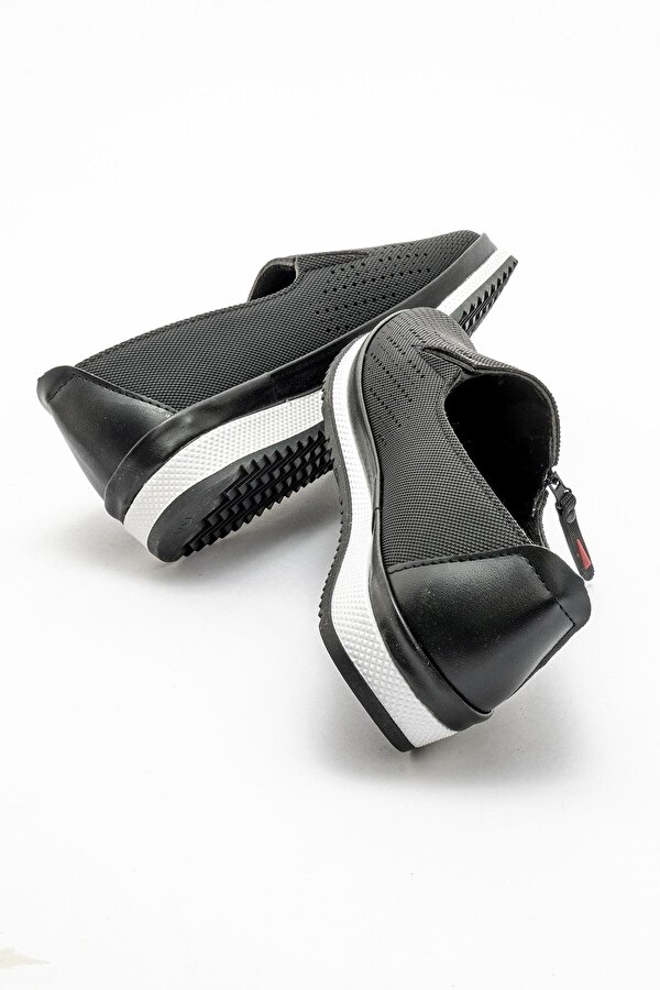 Kadın Fermuarlı Günlük Babet SİYAH KOT