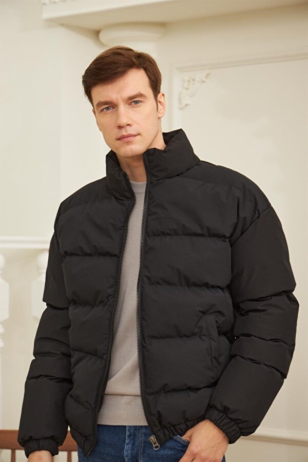 Erkek Oversize Şişme Mont Siyah