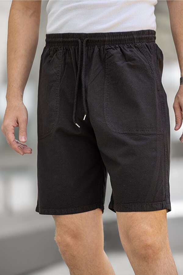 KİTE Regular Fit Cepli Kapri Şort - Siyah