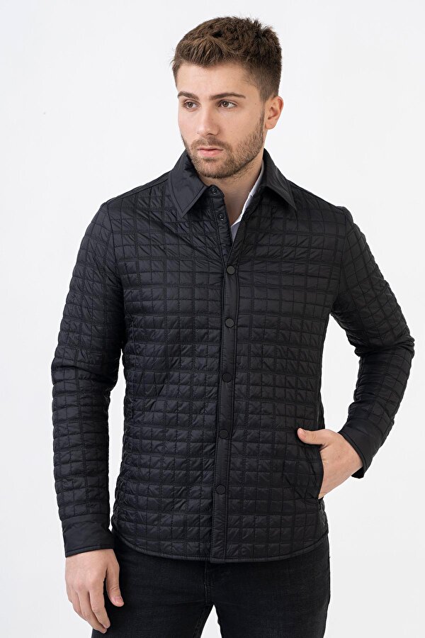 Albacete 5545 Slim Fit Mevsimlik Mont Siyah