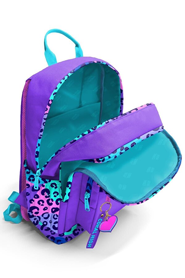 Mor Leopar Desenli Okul Sırt Çantası 23632