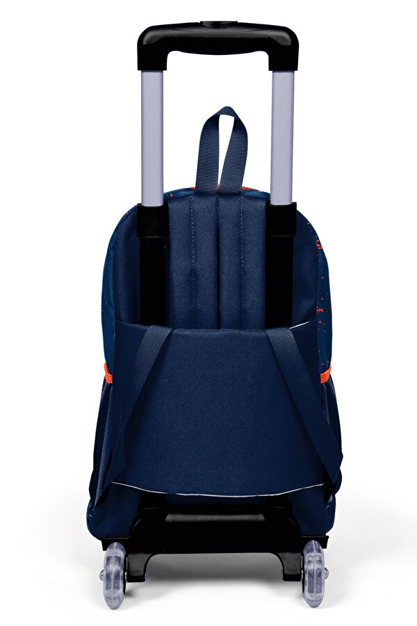 Kids Turuncu Lacivert Basketbol Desenli Üç Bölmeli Çekçekli Okul Sırt Çantası 23966