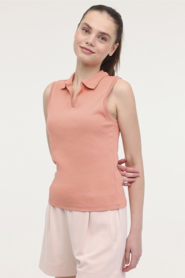 WB POLO YAKA 10MDK212 4FX Pembe Kadın Atlet