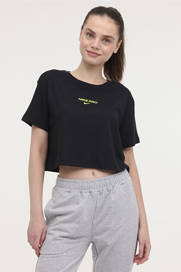 W NK DF PRO SS CRP TEE Siyah Kadın Kısa Kol T-Shirt