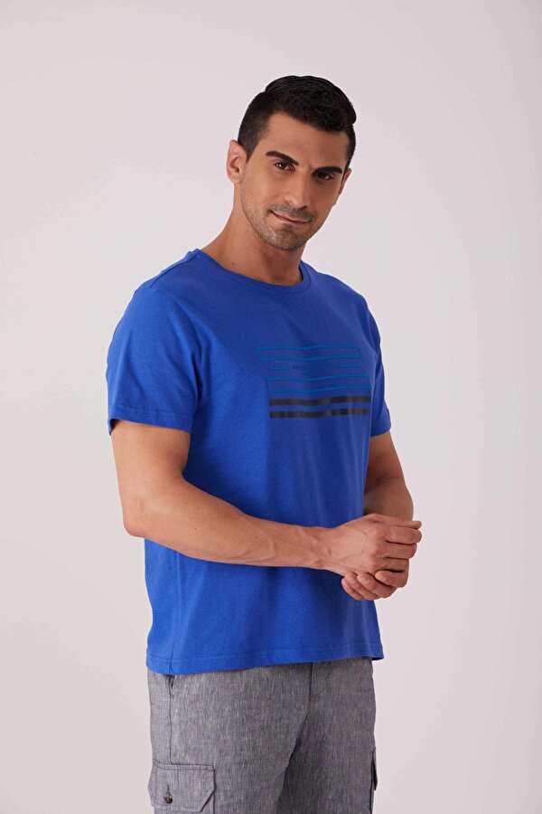 Mavi Erkek Slim Fit Baskılı  Bisiklet Yaka Tshirt - 82517