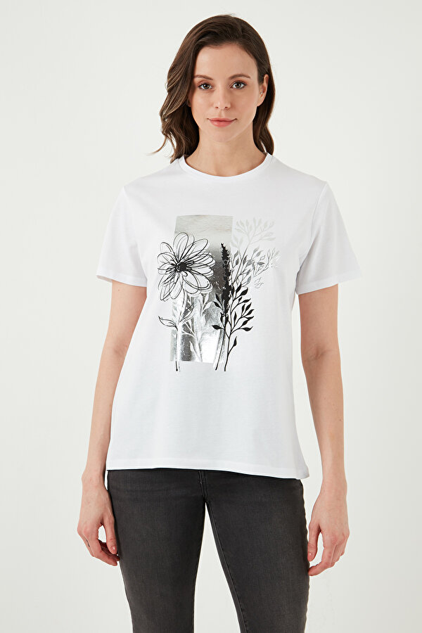 Bayan T Shirt 24Y0714K1 BEYAZ
