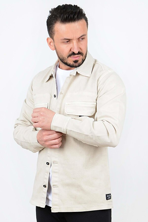 Erkek Slim Fit Cepsiz Cep Görünümlü Kot Ceket CNS01