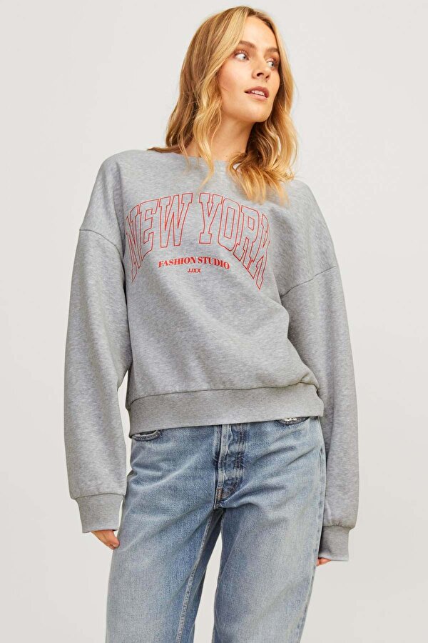 JXMERLE RLX SHORT LS CREW A GRI MEL Kadın Sweatshirt