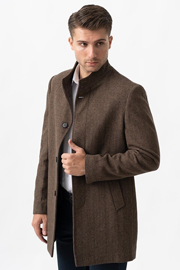 Treviso 4021 Slim Fit Pamuklu Hakim Yaka Palto K.Kahve